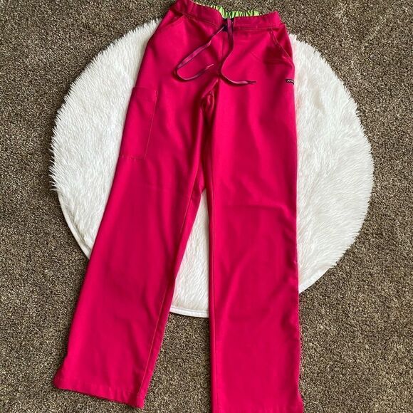 Jockey Modern Fit Multi Stretch Pink Scrub Pants Drawstring Waist Womens XXS - Picture 1 of 10